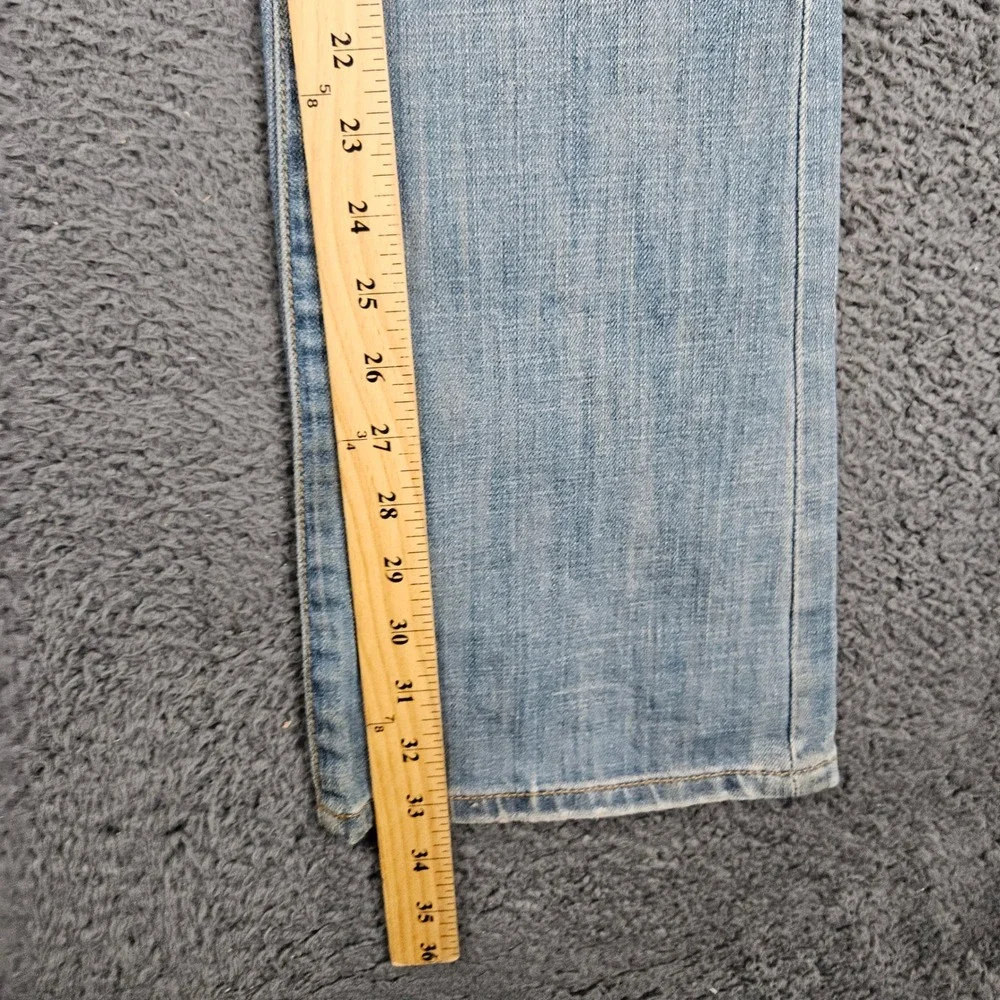 Marlow Womens Low Rise Bootcut Jeans Light Wash Distressed Patchwork 30x33‎